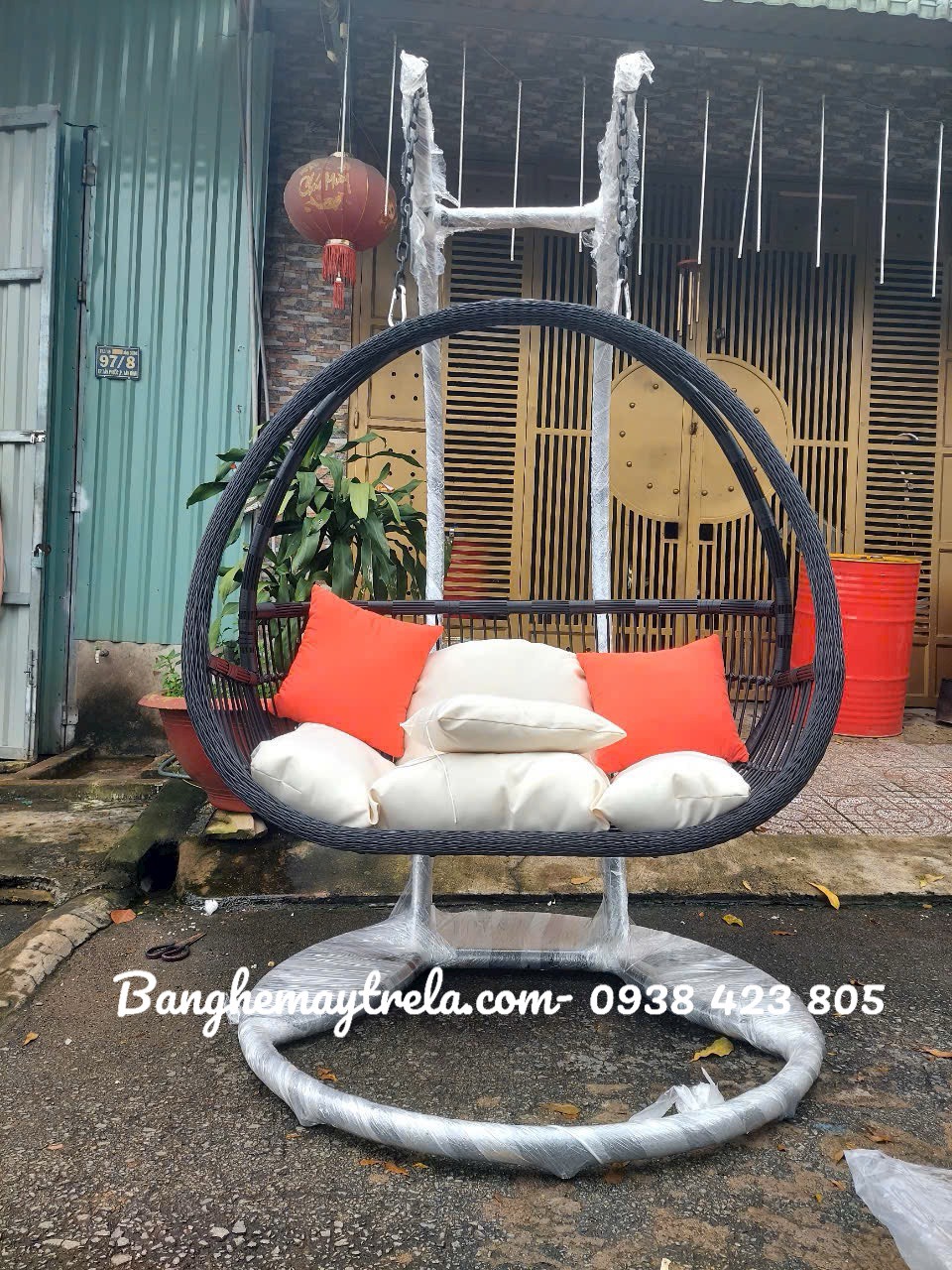 Ghế xích đu đôi mây nhựa